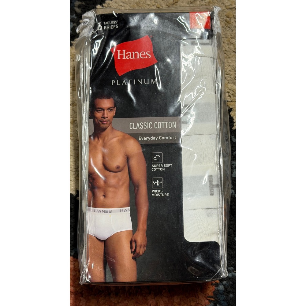 Hanes Platinum Mens 6 Pack Classic Cotton Tagless Briefs White Small YCBFW6